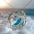 Caspian Sculpted Wave Pendant Necklace