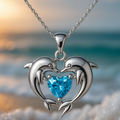 Everlasting Dolphin Heart Sparkle Necklace