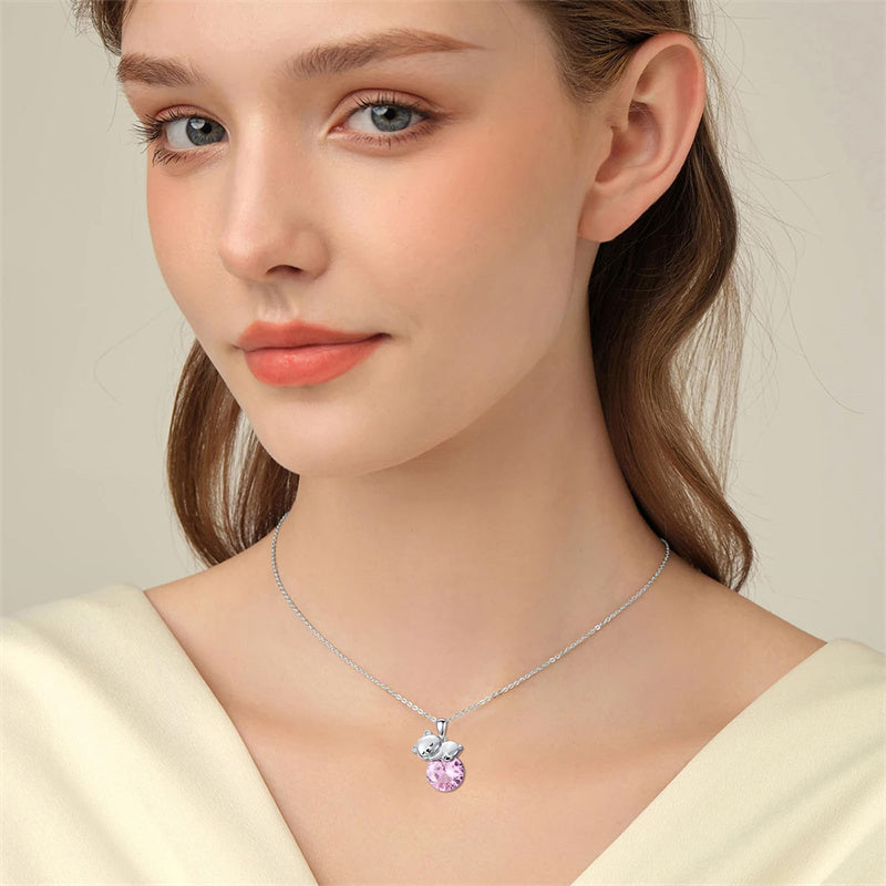 Sterling Silver Birthstone Teddy Bear Pendant Necklace Christmas Gifts