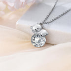 Sterling Silver Birthstone Teddy Bear Pendant Necklace Christmas Gifts