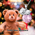 Sterling Silver Birthstone Teddy Bear Pendant Necklace Christmas Gifts