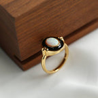 Opal Birthstone Bezel-Set Ring