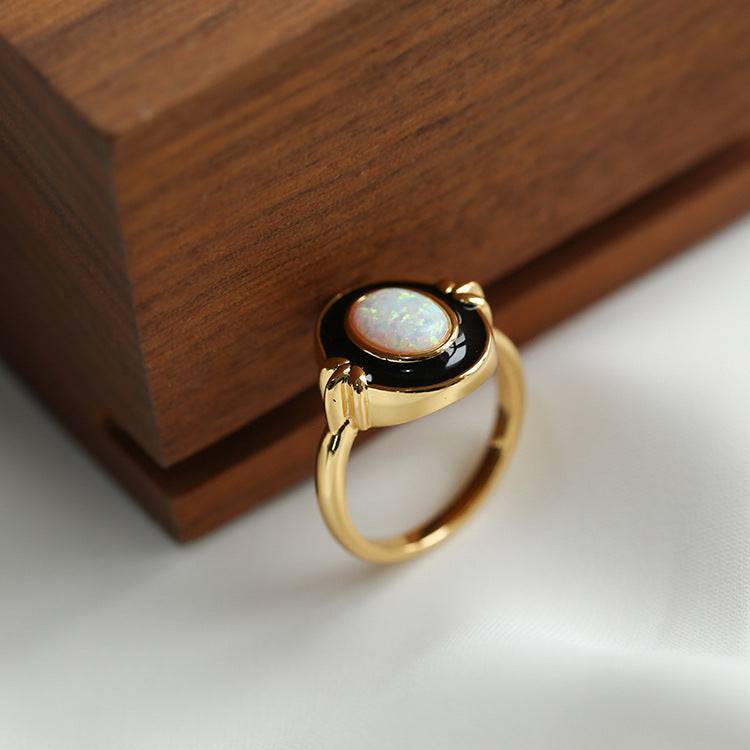 Opal Birthstone Bezel-Set Ring