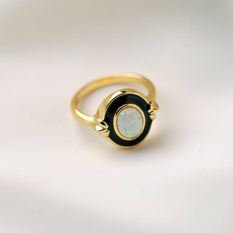 Opal Birthstone Bezel-Set Ring
