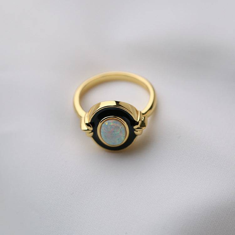 Opal Birthstone Bezel-Set Ring