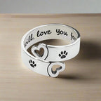 Byrne - Adjustable paw & heart ring with twist design made of silver