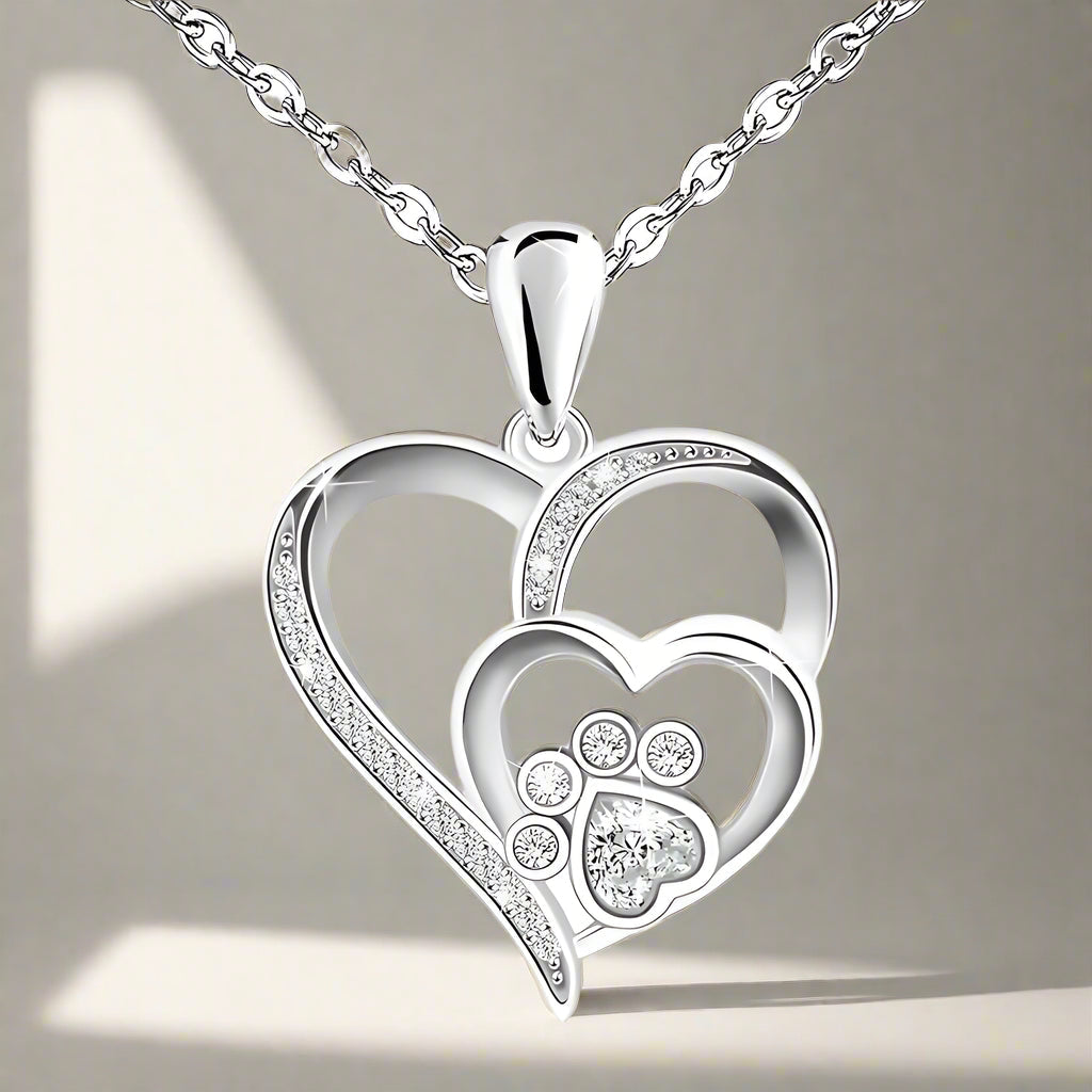Inolt - Paw & heart necklace in silver