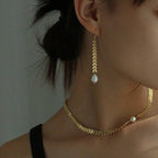 Laurel Leaf Pearl Necklace, Earrings, or Full Set