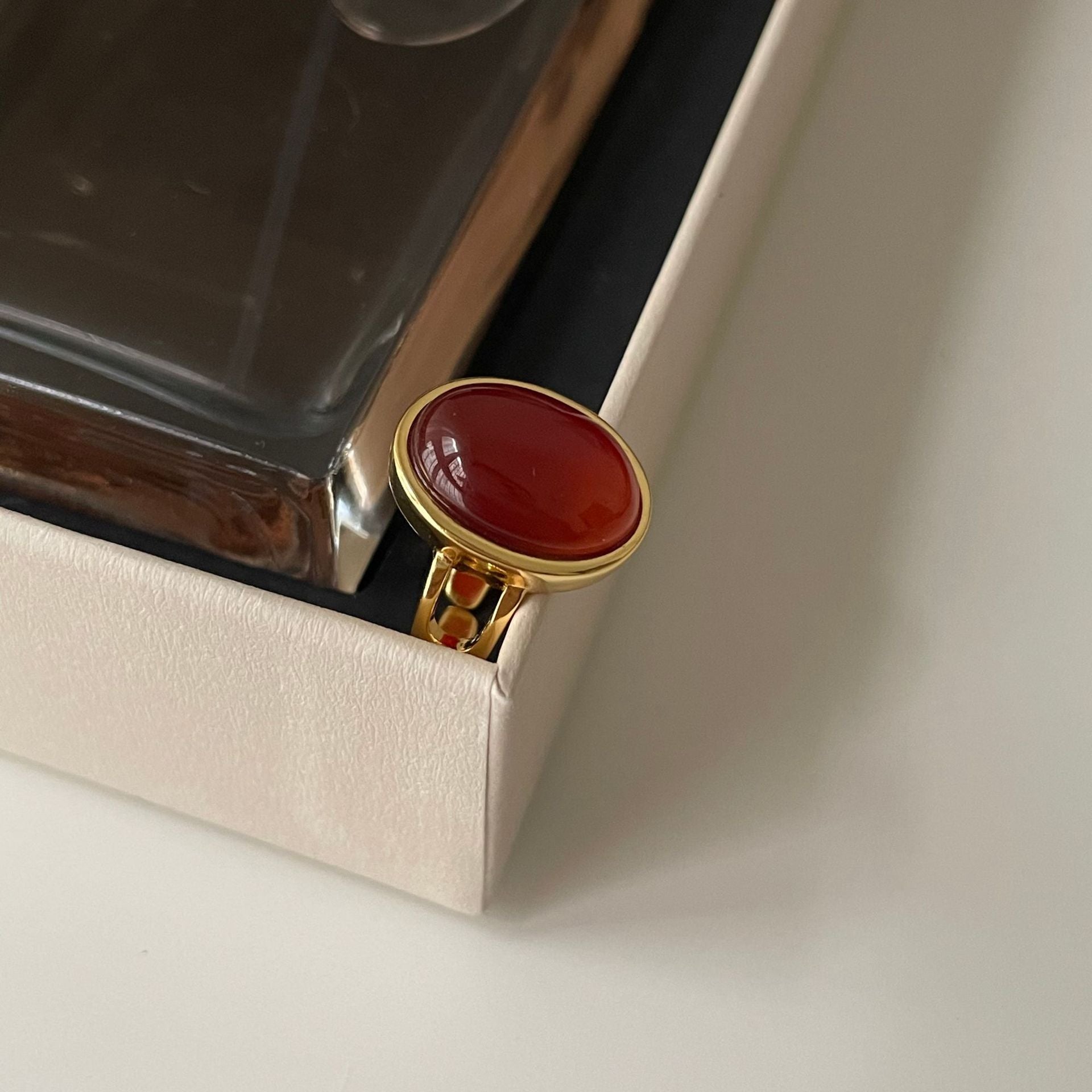 Corine - Deep Red Agate Stone Ring