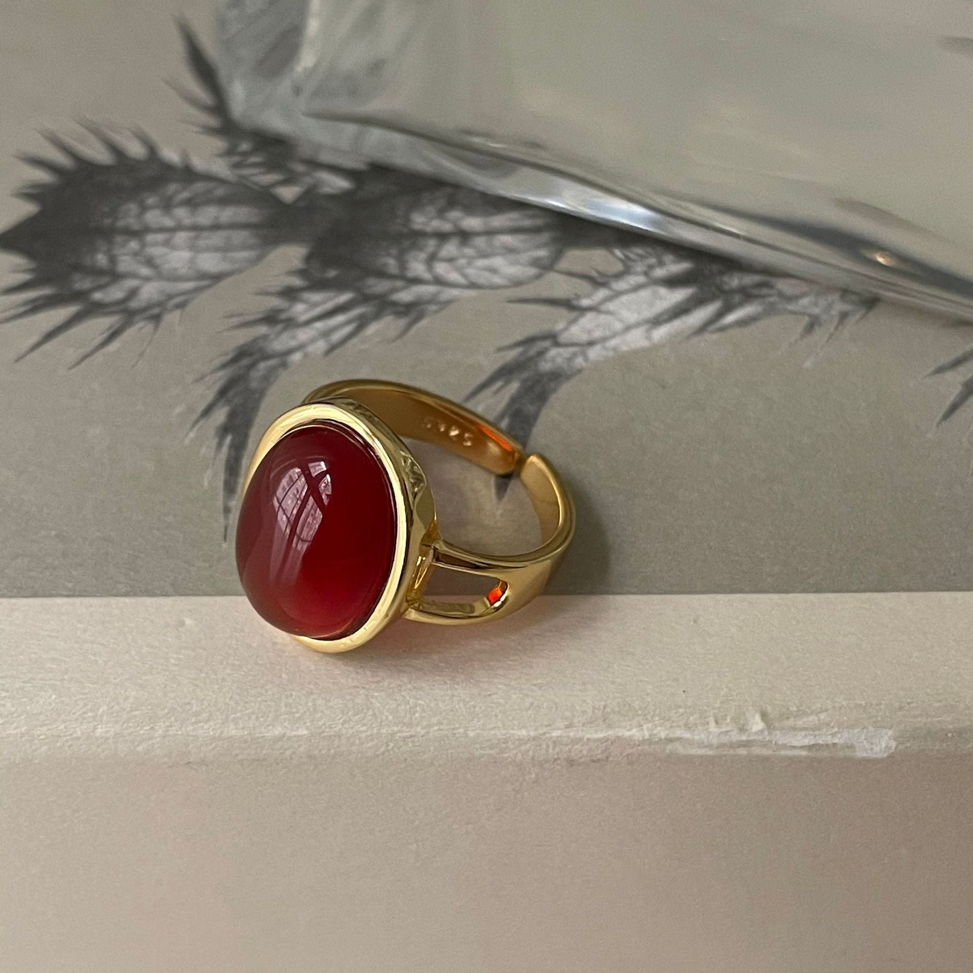 Red Onyx Accent Ring