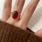 Corine - Deep Red Agate Stone Ring