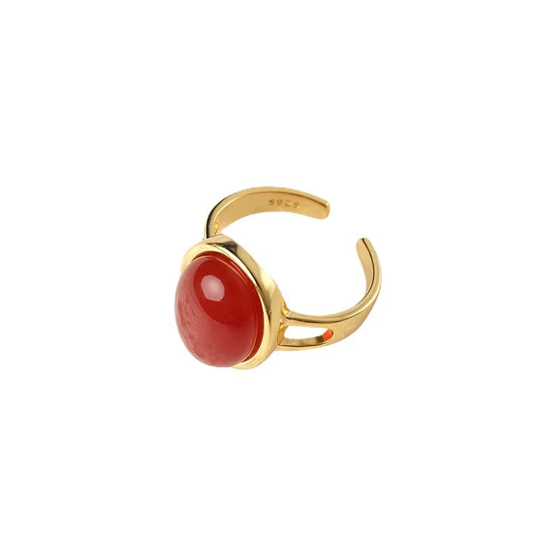 Corine - Deep Red Agate Stone Ring